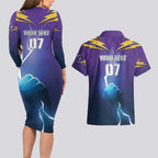 Storm Premiers Custom Couples Matching Long Sleeve Bodycon Dress and Hawaiian Shirt Thunder Catcher