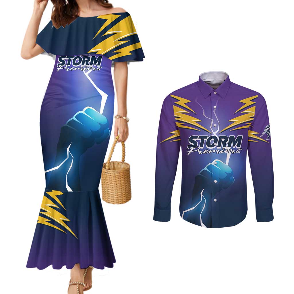 Storm Premiers Custom Couples Matching Mermaid Dress and Long Sleeve Button Shirt Thunder Catcher