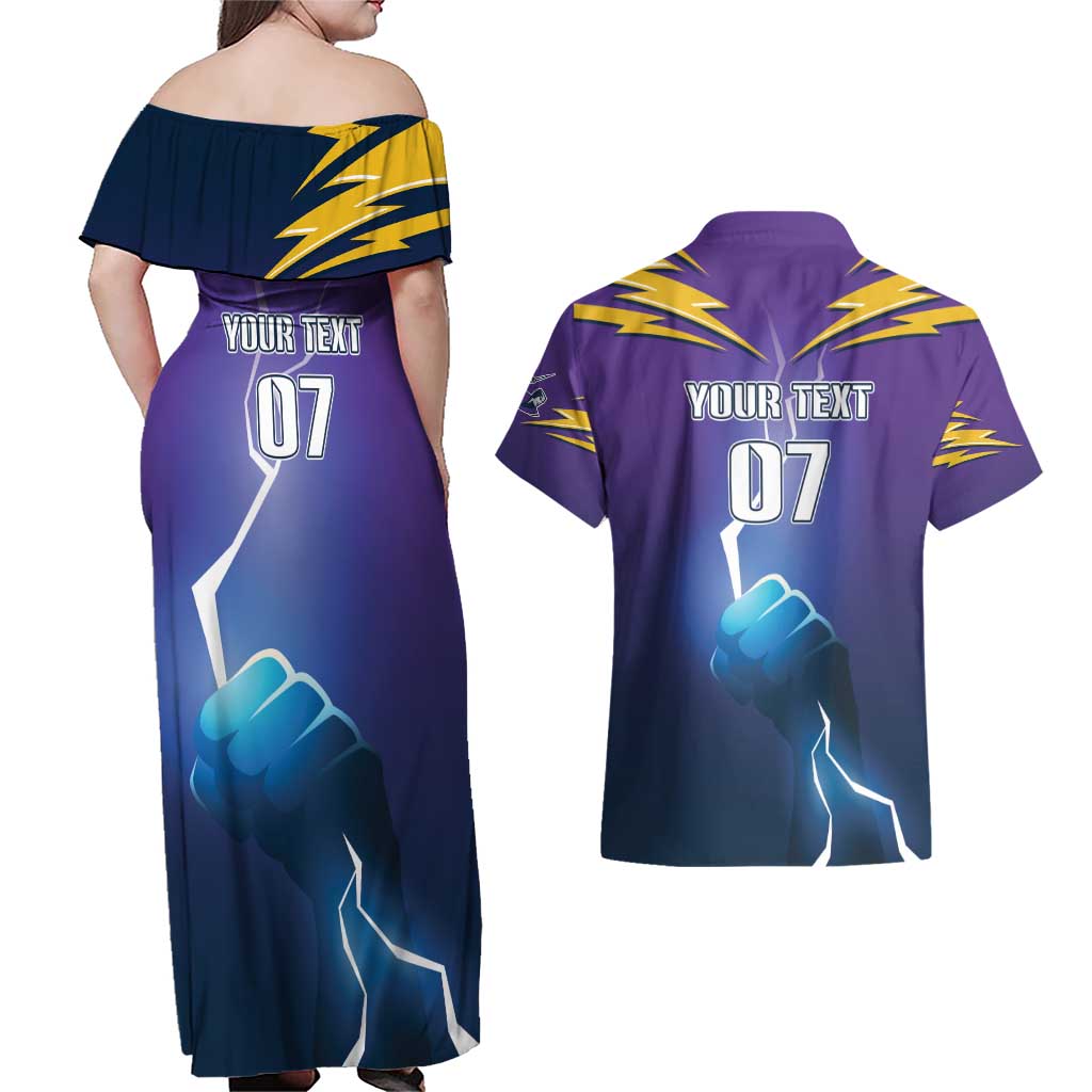 Storm Premiers Custom Couples Matching Off Shoulder Maxi Dress and Hawaiian Shirt Thunder Catcher