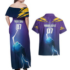 Storm Premiers Custom Couples Matching Off Shoulder Maxi Dress and Hawaiian Shirt Thunder Catcher