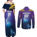 Storm Premiers Custom Couples Matching Off Shoulder Maxi Dress and Long Sleeve Button Shirt Thunder Catcher