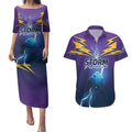Storm Premiers Custom Couples Matching Puletasi and Hawaiian Shirt Thunder Catcher