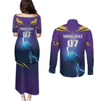 Storm Premiers Custom Couples Matching Puletasi and Long Sleeve Button Shirt Thunder Catcher