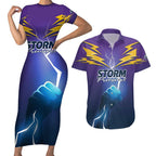 Storm Premiers Custom Couples Matching Short Sleeve Bodycon Dress and Hawaiian Shirt Thunder Catcher