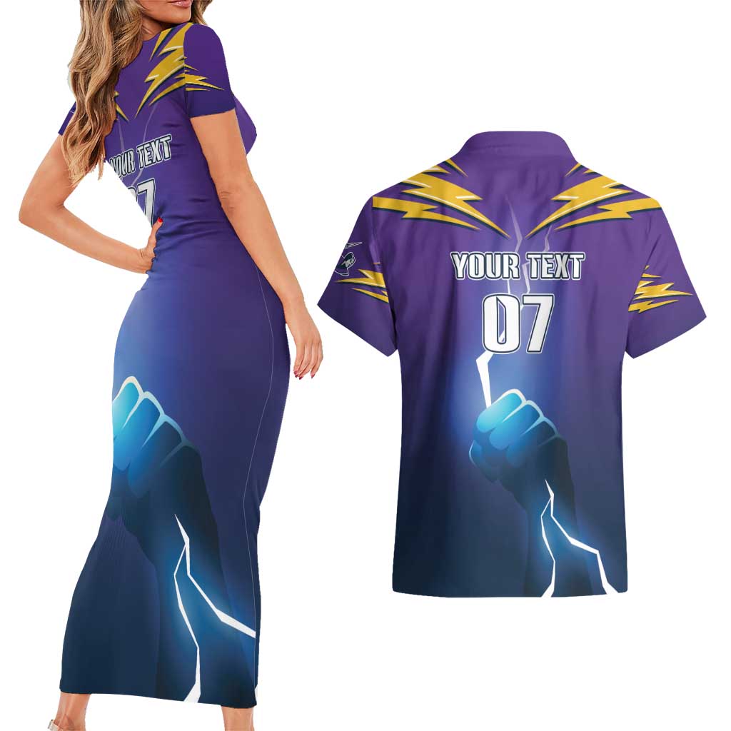 Storm Premiers Custom Couples Matching Short Sleeve Bodycon Dress and Hawaiian Shirt Thunder Catcher