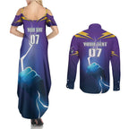 Storm Premiers Custom Couples Matching Summer Maxi Dress and Long Sleeve Button Shirt Thunder Catcher
