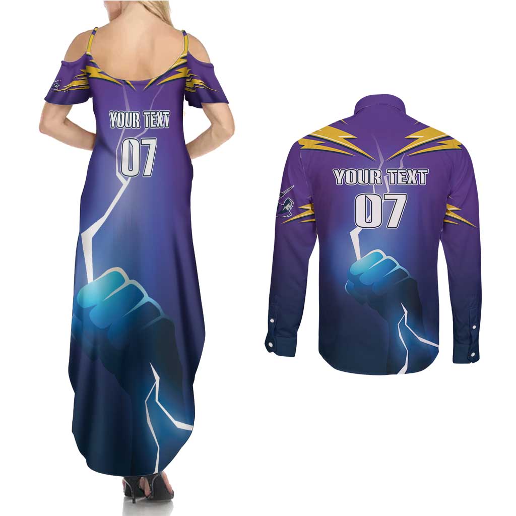 Storm Premiers Custom Couples Matching Summer Maxi Dress and Long Sleeve Button Shirt Thunder Catcher