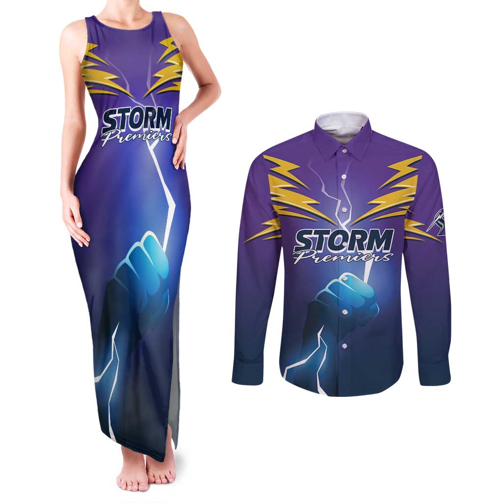 Storm Premiers Custom Couples Matching Tank Maxi Dress and Long Sleeve Button Shirt Thunder Catcher