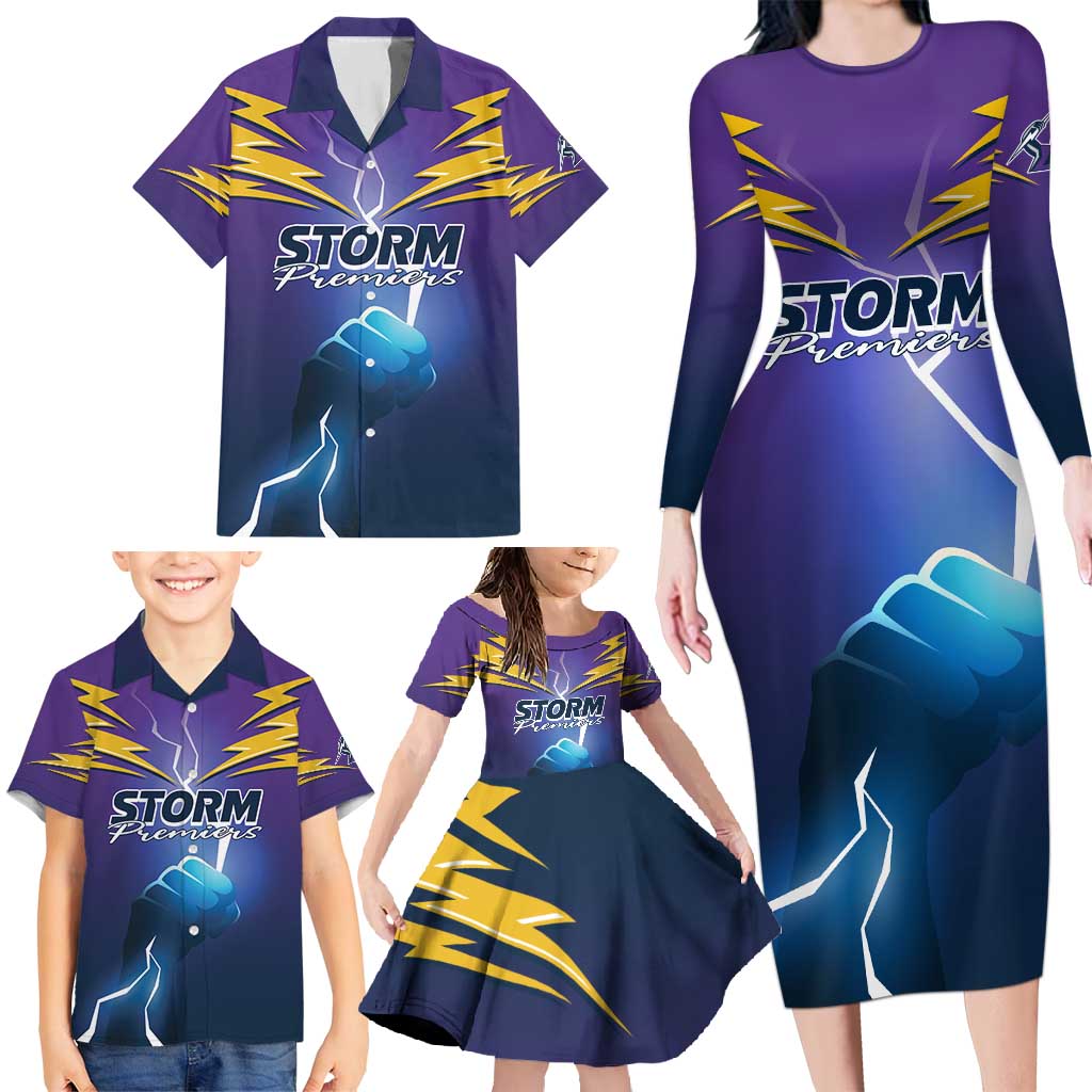 Storm Premiers Custom Family Matching Long Sleeve Bodycon Dress and Hawaiian Shirt Thunder Catcher