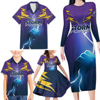 Storm Premiers Custom Family Matching Long Sleeve Bodycon Dress and Hawaiian Shirt Thunder Catcher