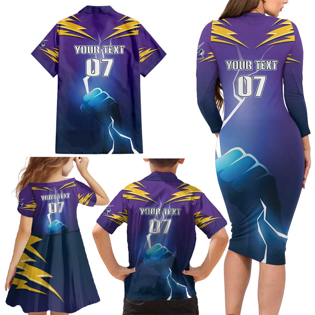 Storm Premiers Custom Family Matching Long Sleeve Bodycon Dress and Hawaiian Shirt Thunder Catcher