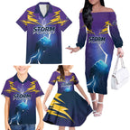 Storm Premiers Custom Family Matching Off The Shoulder Long Sleeve Dress and Hawaiian Shirt Thunder Catcher