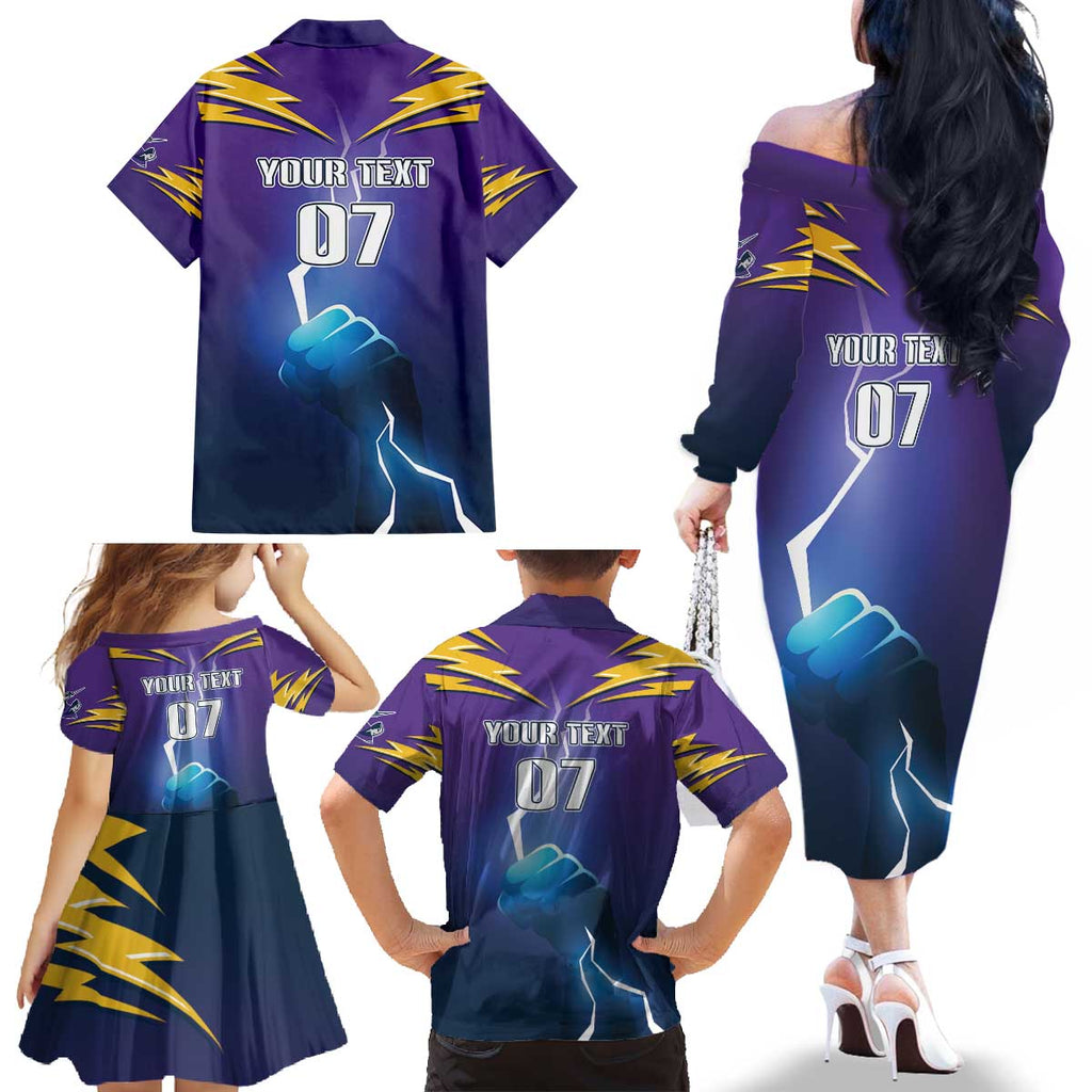 Storm Premiers Custom Family Matching Off The Shoulder Long Sleeve Dress and Hawaiian Shirt Thunder Catcher