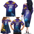 Storm Premiers Custom Family Matching Off The Shoulder Long Sleeve Dress and Hawaiian Shirt Thunder Catcher