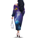 Storm Premiers Custom Family Matching Off The Shoulder Long Sleeve Dress and Hawaiian Shirt Thunder Catcher