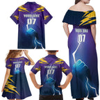 Storm Premiers Custom Family Matching Off Shoulder Maxi Dress and Hawaiian Shirt Thunder Catcher