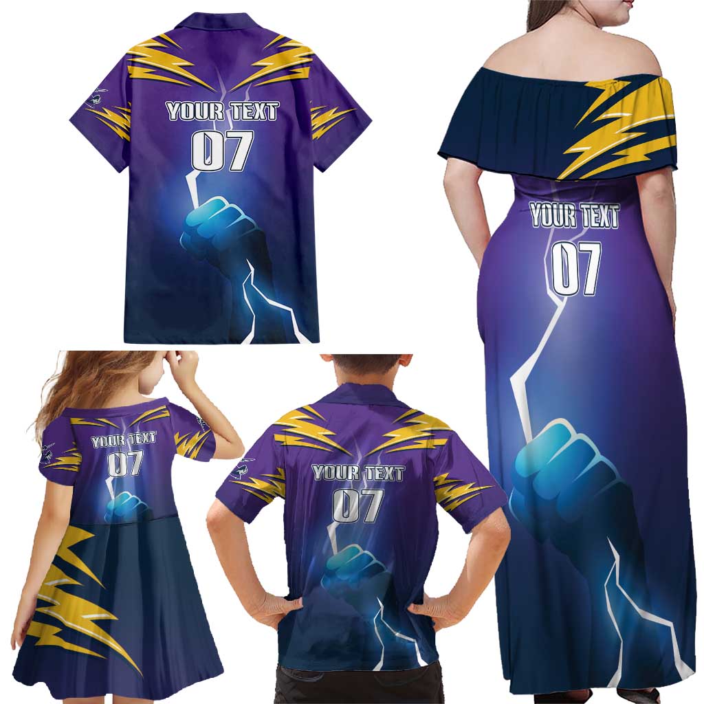 Storm Premiers Custom Family Matching Off Shoulder Maxi Dress and Hawaiian Shirt Thunder Catcher