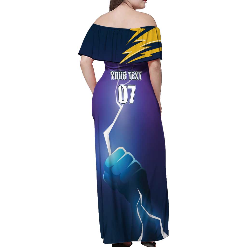 Storm Premiers Custom Family Matching Off Shoulder Maxi Dress and Hawaiian Shirt Thunder Catcher