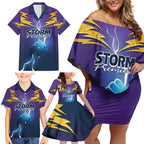 Storm Premiers Custom Family Matching Off Shoulder Short Dress and Hawaiian Shirt Thunder Catcher