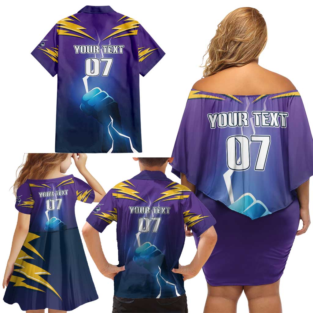 Storm Premiers Custom Family Matching Off Shoulder Short Dress and Hawaiian Shirt Thunder Catcher
