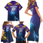 Storm Premiers Custom Family Matching Short Sleeve Bodycon Dress and Hawaiian Shirt Thunder Catcher