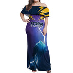 Storm Premiers Custom Off Shoulder Maxi Dress Thunder Catcher