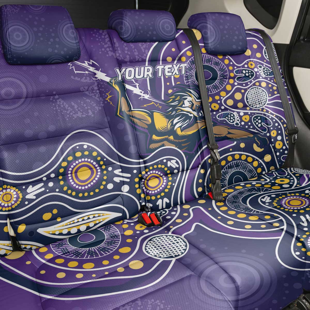 Personalised Storm Rugby Aboriginal Back Car Seat Cover 2024 GO Storms