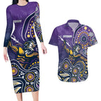 Personalised Storm Rugby Aboriginal Couples Matching Long Sleeve Bodycon Dress and Hawaiian Shirt 2024 GO Storms