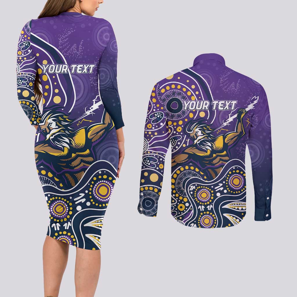 Personalised Storm Rugby Aboriginal Couples Matching Long Sleeve Bodycon Dress and Long Sleeve Button Shirt 2024 GO Storms