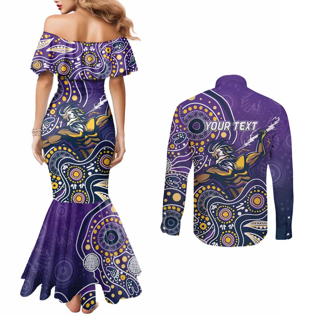 Personalised Storm Rugby Aboriginal Couples Matching Mermaid Dress and Long Sleeve Button Shirt 2024 GO Storms