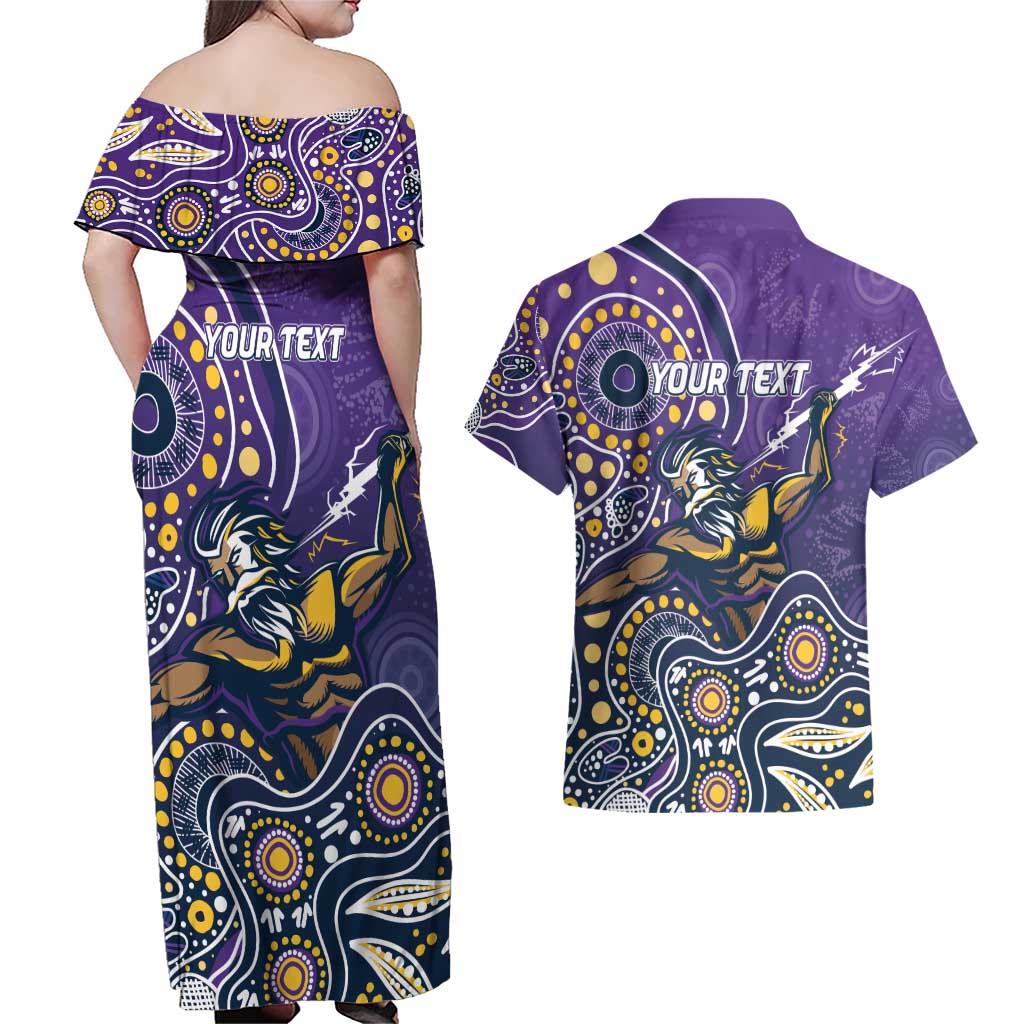 Personalised Storm Rugby Aboriginal Couples Matching Off Shoulder Maxi Dress and Hawaiian Shirt 2024 GO Storms