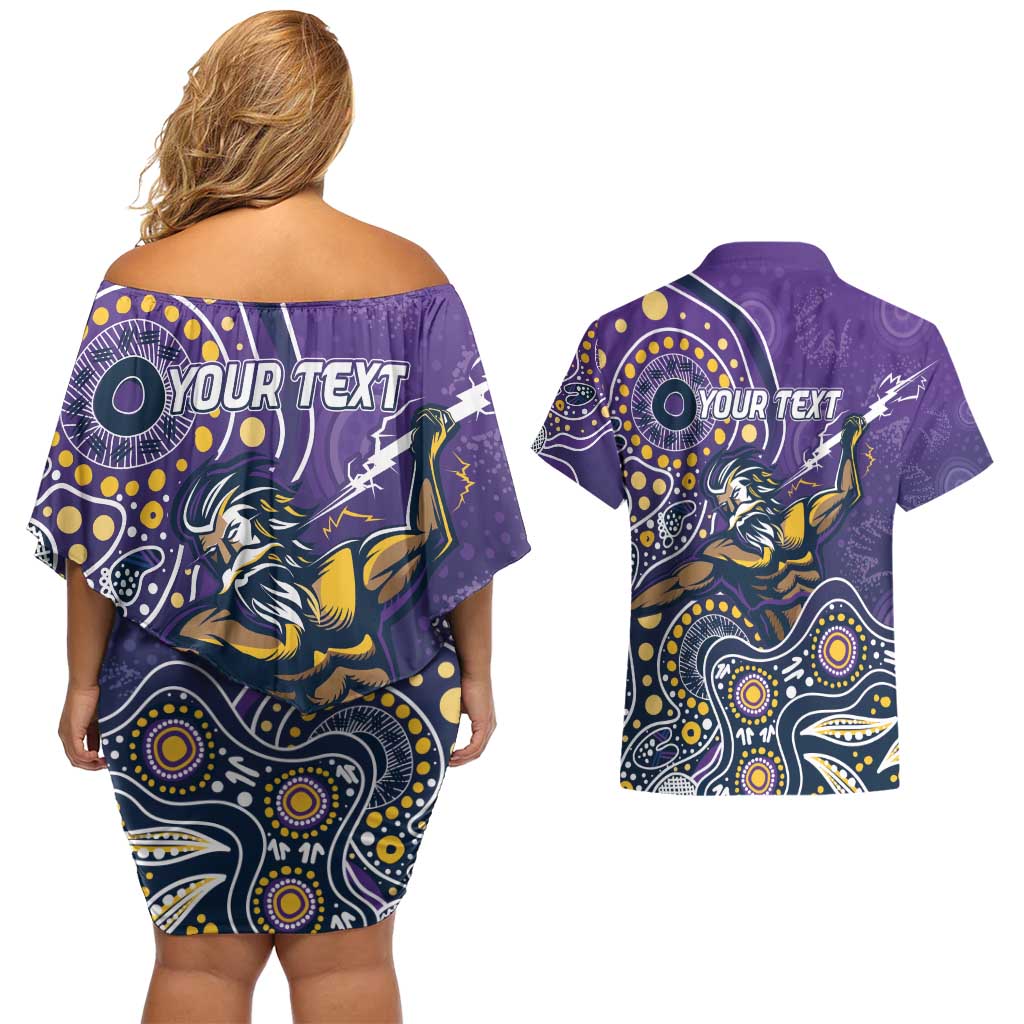 Personalised Storm Rugby Aboriginal Couples Matching Off Shoulder Short Dress and Hawaiian Shirt 2024 GO Storms