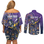 Personalised Storm Rugby Aboriginal Couples Matching Off Shoulder Short Dress and Long Sleeve Button Shirt 2024 GO Storms