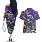 Personalised Storm Rugby Aboriginal Couples Matching Off The Shoulder Long Sleeve Dress and Hawaiian Shirt 2024 GO Storms