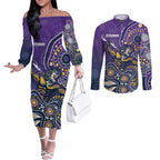 Personalised Storm Rugby Aboriginal Couples Matching Off The Shoulder Long Sleeve Dress and Long Sleeve Button Shirt 2024 GO Storms
