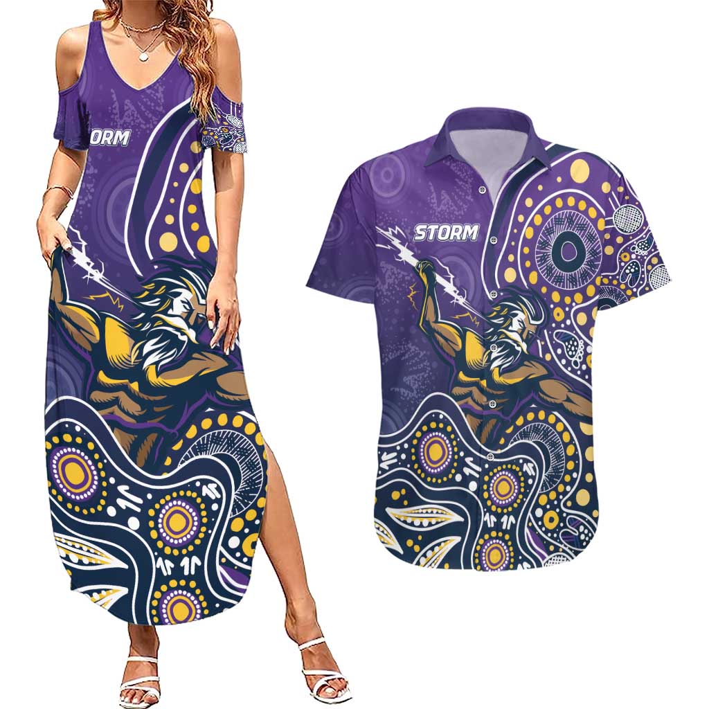 Personalised Storm Rugby Aboriginal Couples Matching Summer Maxi Dress and Hawaiian Shirt 2024 GO Storms