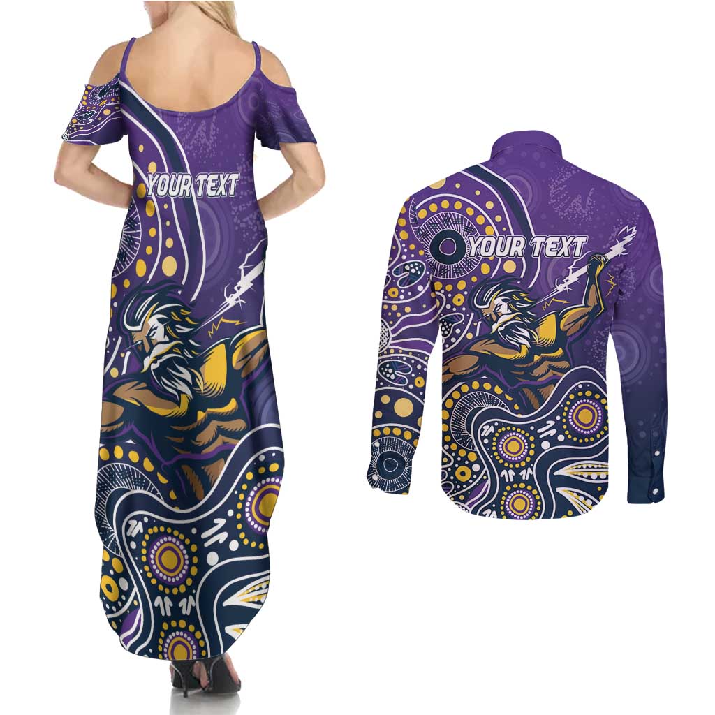 Personalised Storm Rugby Aboriginal Couples Matching Summer Maxi Dress and Long Sleeve Button Shirt 2024 GO Storms