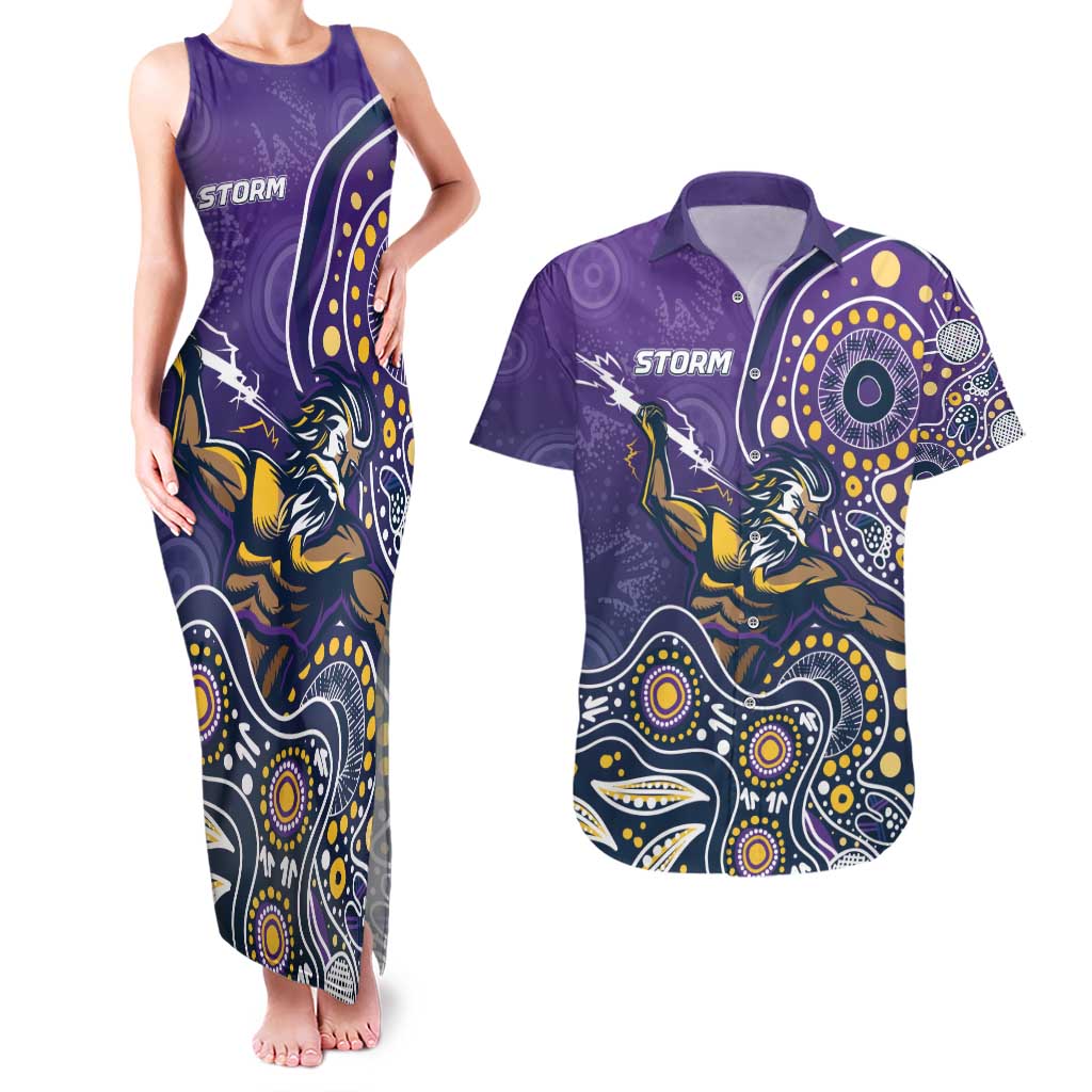 Personalised Storm Rugby Aboriginal Couples Matching Tank Maxi Dress and Hawaiian Shirt 2024 GO Storms