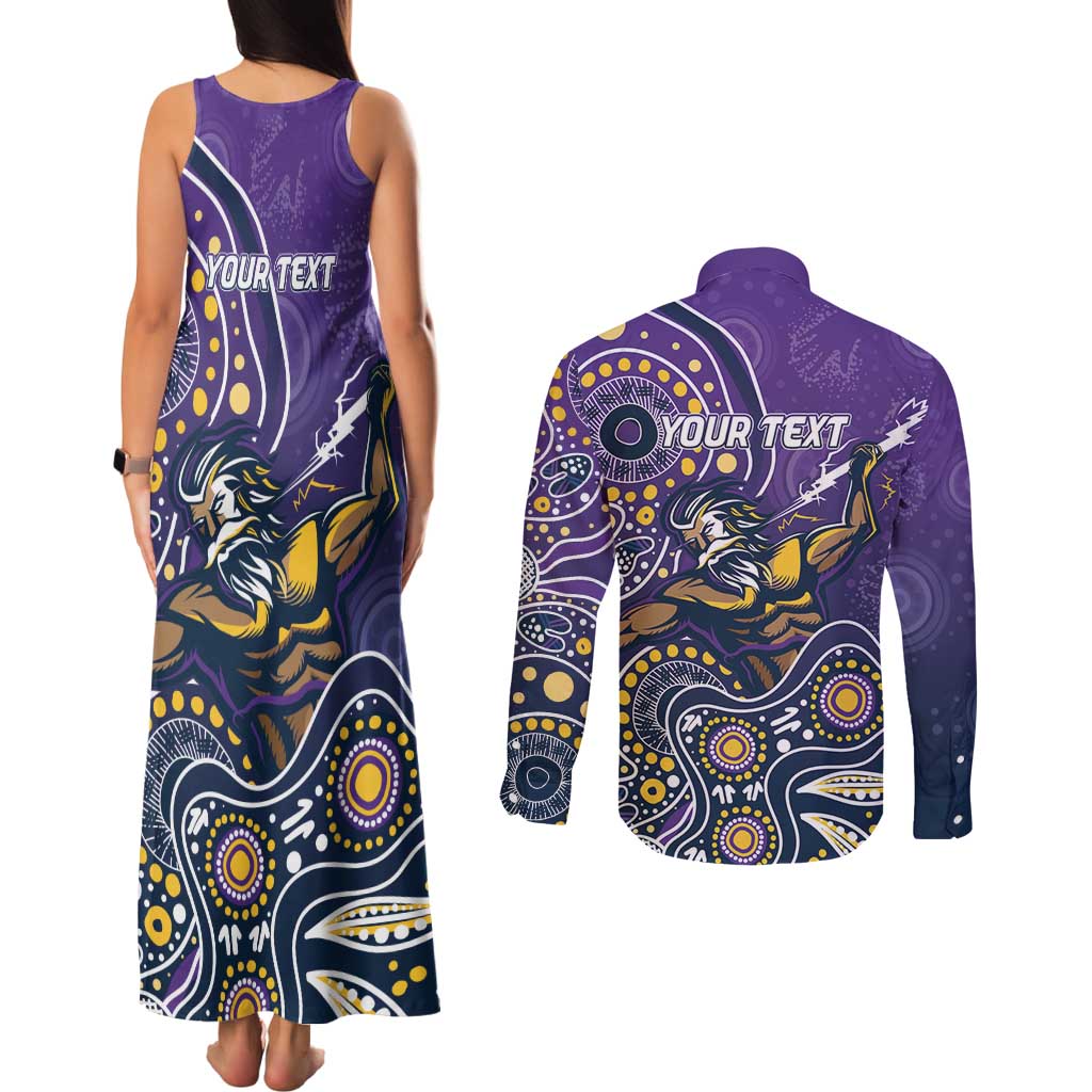 Personalised Storm Rugby Aboriginal Couples Matching Tank Maxi Dress and Long Sleeve Button Shirt 2024 GO Storms