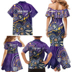 Personalised Storm Rugby Aboriginal Family Matching Mermaid Dress and Hawaiian Shirt 2024 GO Storms
