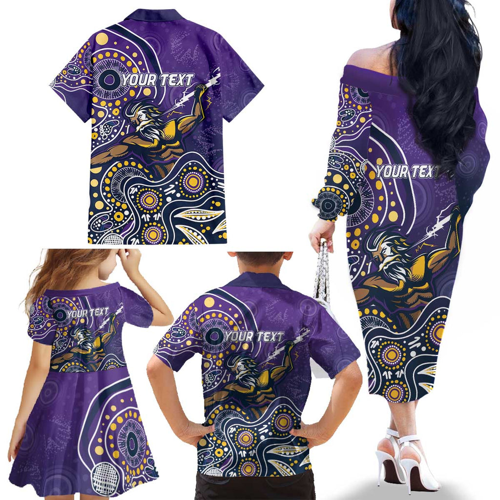 Personalised Storm Rugby Aboriginal Family Matching Off The Shoulder Long Sleeve Dress and Hawaiian Shirt 2024 GO Storms