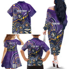 Personalised Storm Rugby Aboriginal Family Matching Off The Shoulder Long Sleeve Dress and Hawaiian Shirt 2024 GO Storms
