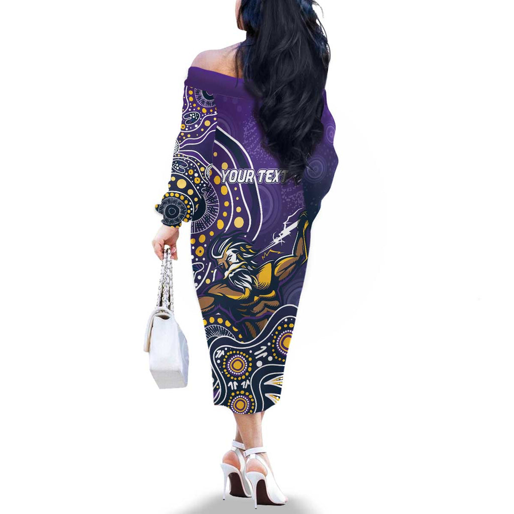 Personalised Storm Rugby Aboriginal Family Matching Off The Shoulder Long Sleeve Dress and Hawaiian Shirt 2024 GO Storms