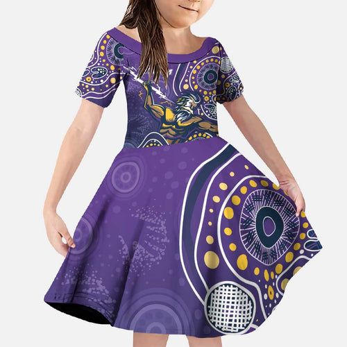 Personalised Storm Rugby Aboriginal Family Matching Off Shoulder Maxi Dress and Hawaiian Shirt 2024 GO Storms