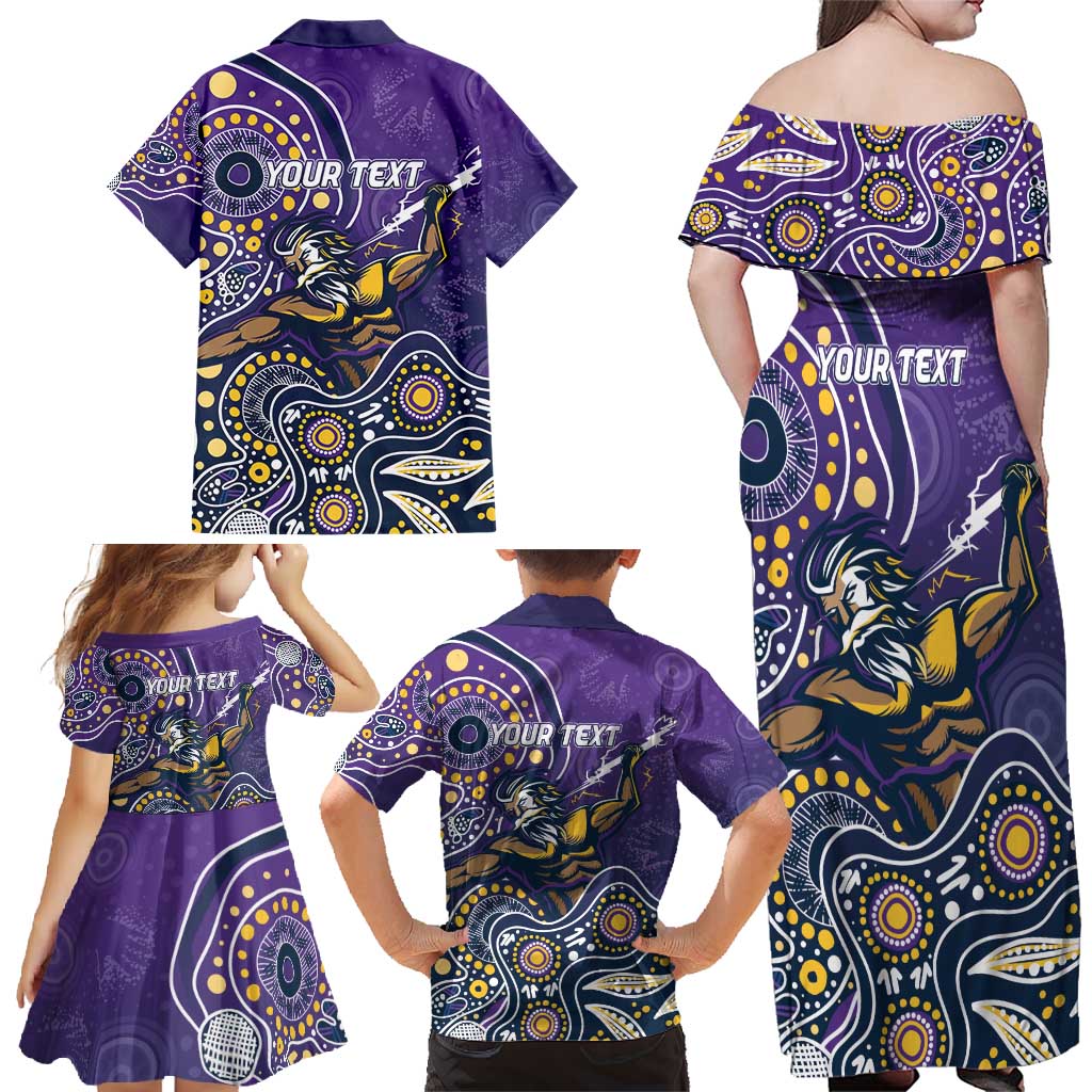 Personalised Storm Rugby Aboriginal Family Matching Off Shoulder Maxi Dress and Hawaiian Shirt 2024 GO Storms