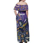 Personalised Storm Rugby Aboriginal Family Matching Off Shoulder Maxi Dress and Hawaiian Shirt 2024 GO Storms