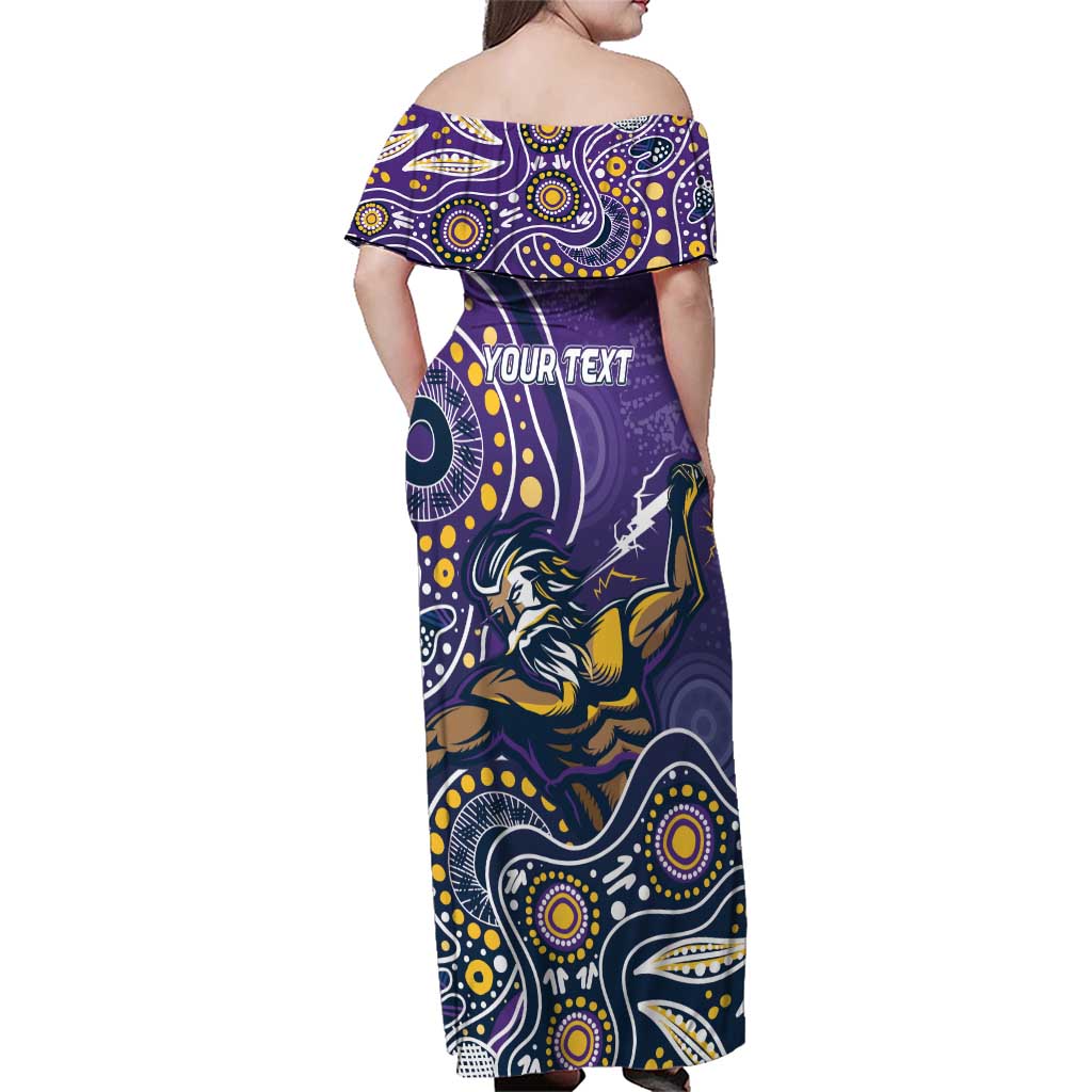 Personalised Storm Rugby Aboriginal Family Matching Off Shoulder Maxi Dress and Hawaiian Shirt 2024 GO Storms