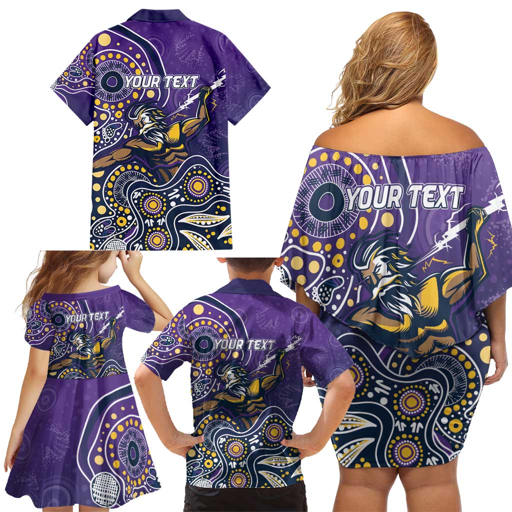 Personalised Storm Rugby Aboriginal Family Matching Off Shoulder Short Dress and Hawaiian Shirt 2024 GO Storms