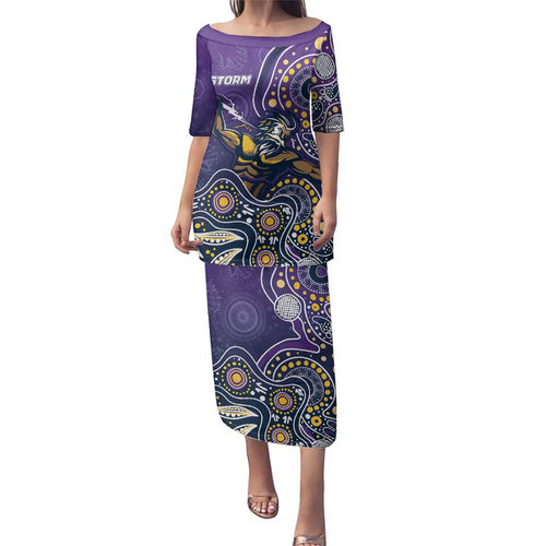 Personalised Storm Rugby Aboriginal Family Matching Puletasi and Hawaiian Shirt 2024 GO Storms