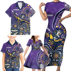 Personalised Storm Rugby Aboriginal Family Matching Short Sleeve Bodycon Dress and Hawaiian Shirt 2024 GO Storms